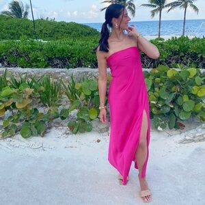 Forever 21 Vibrant Pink Strapless Dress